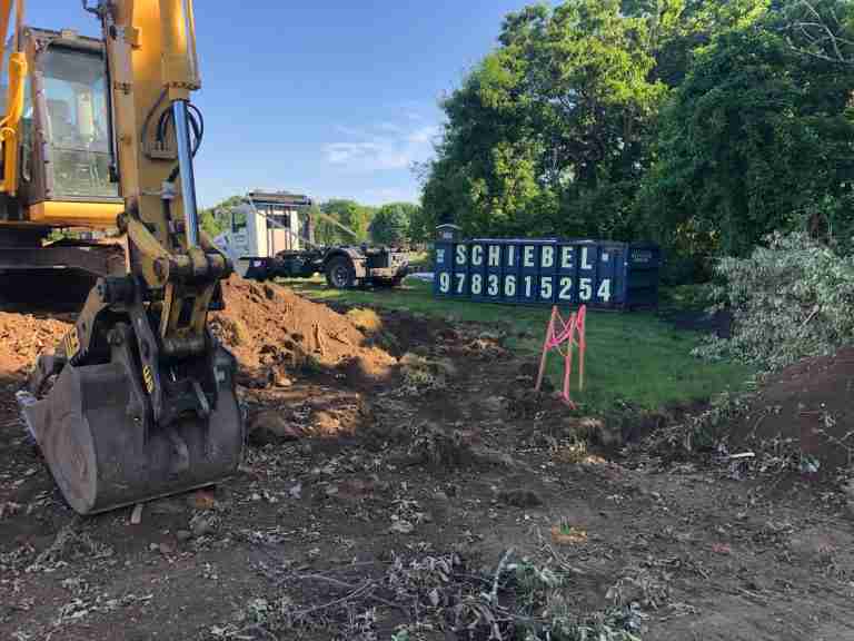 Dumpster rental at a home remodeling project