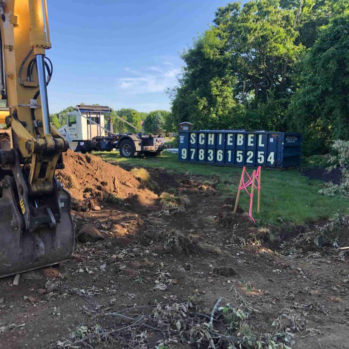 Dumpster rental at a home remodeling project