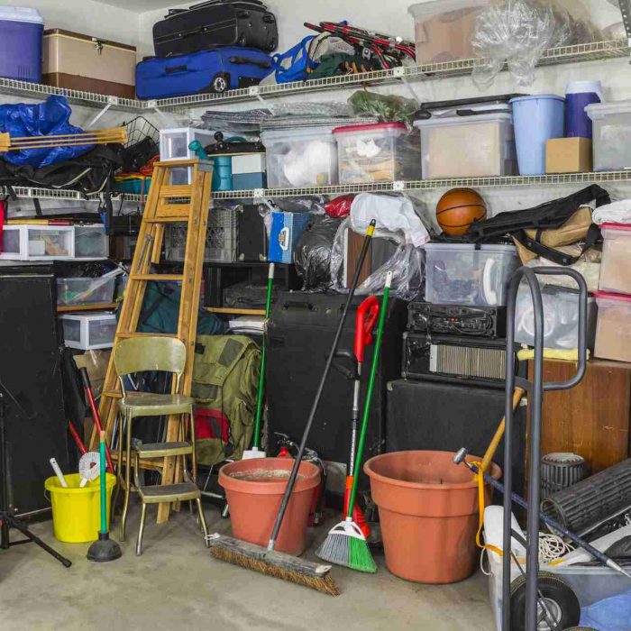 A garage that's filled with old items